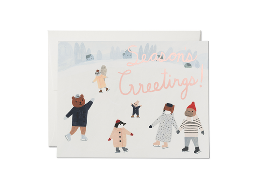 Ice Skating Animals Holiday Greeting Card