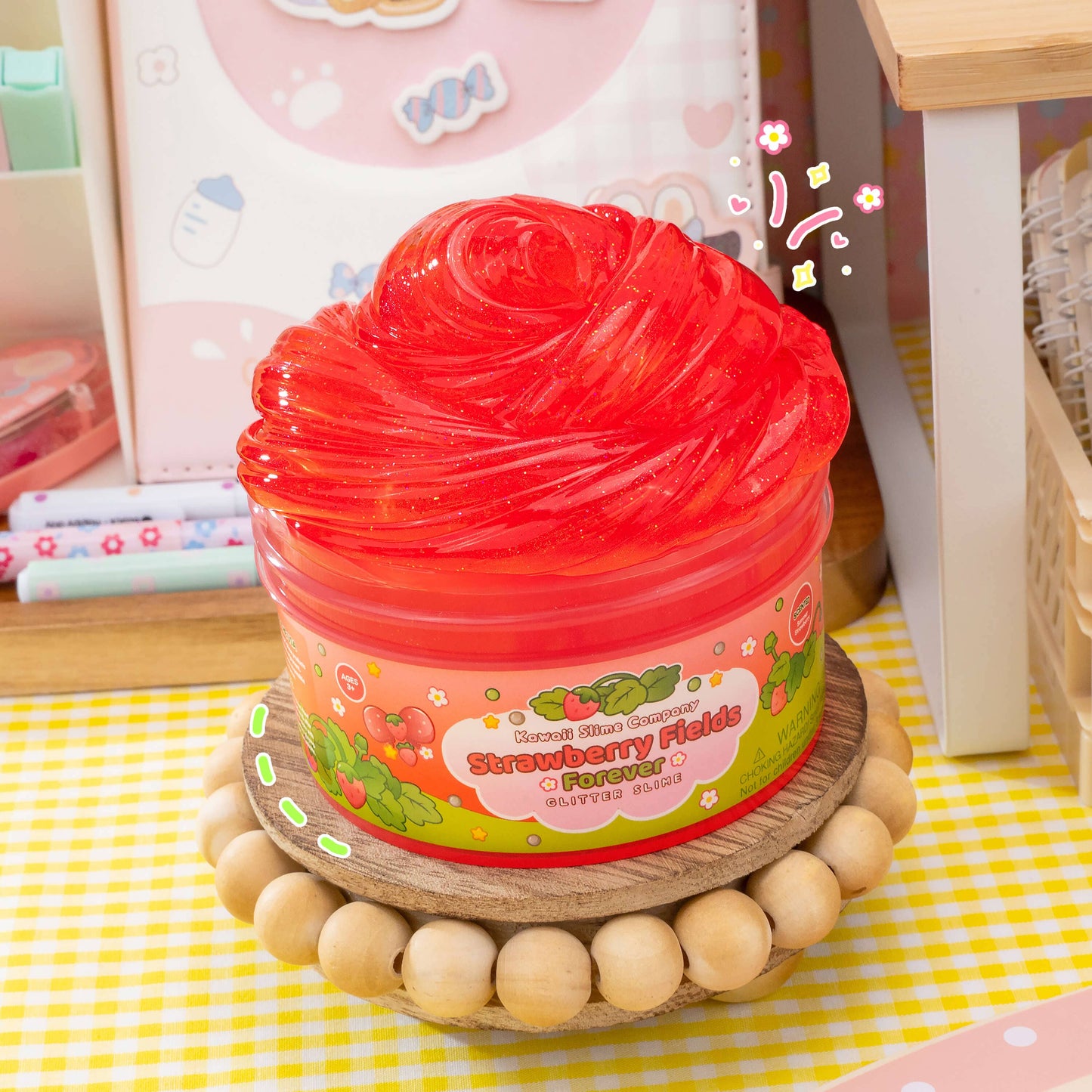 Strawberry Fields Forever Glitter Slime by Kawaii Slime Company