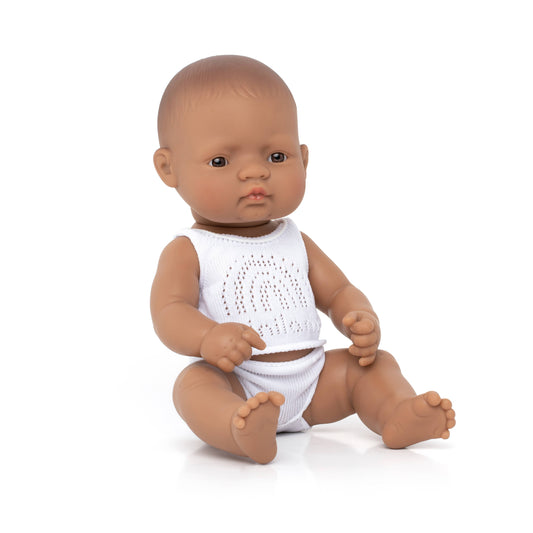 Miniland Baby Doll Medium Skin Tone Girl 12 5/8"