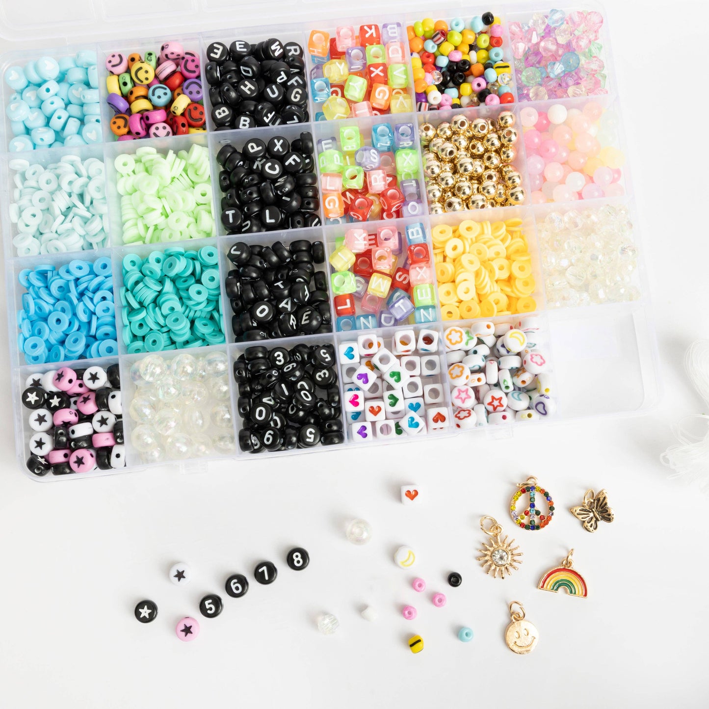 Colorful Rainbow Letter and Charm DIY Bead Box