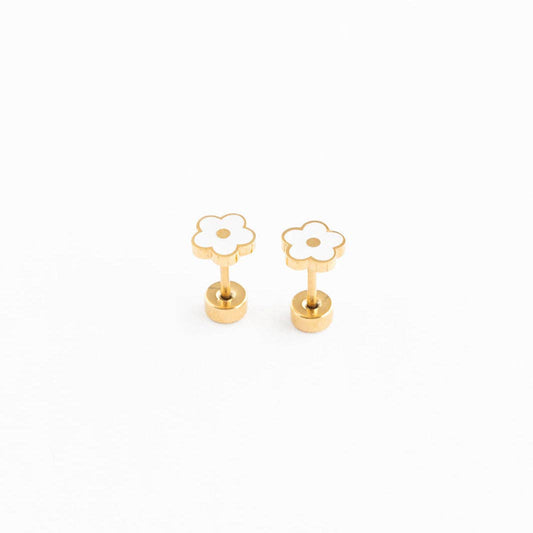 White Petite Flower Stud Earring