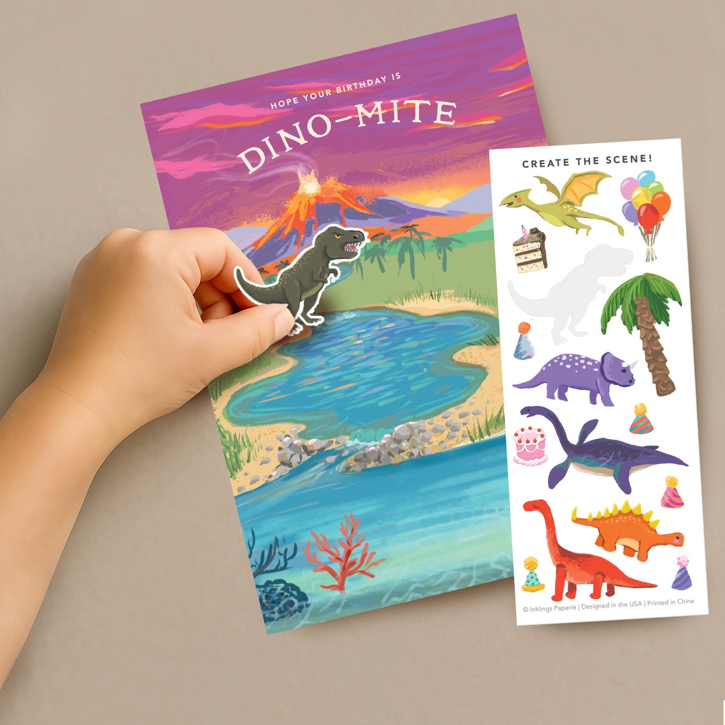 Sticker Scene Card - Dinosaur Birthday