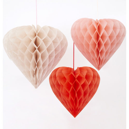 Meri Meri Honeycomb Hearts Decoration