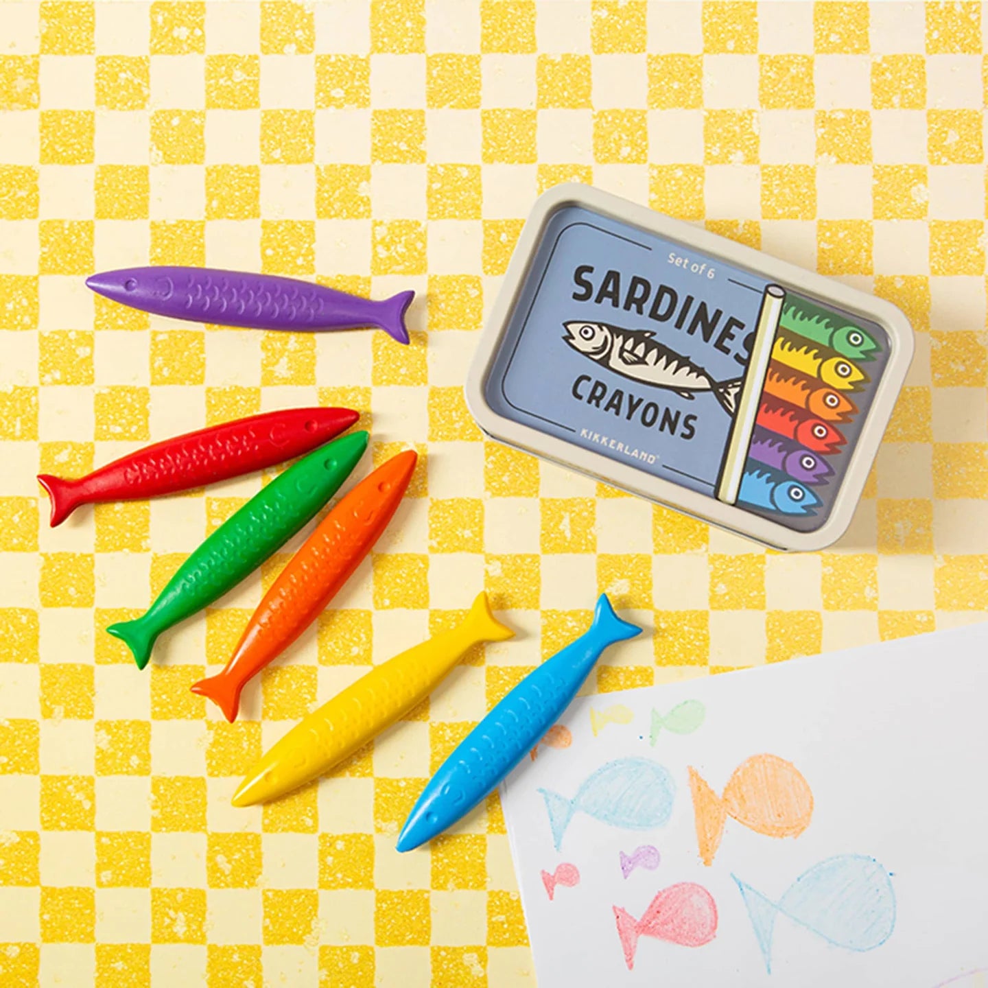 Sardine Crayons, Set of 6 in Tin