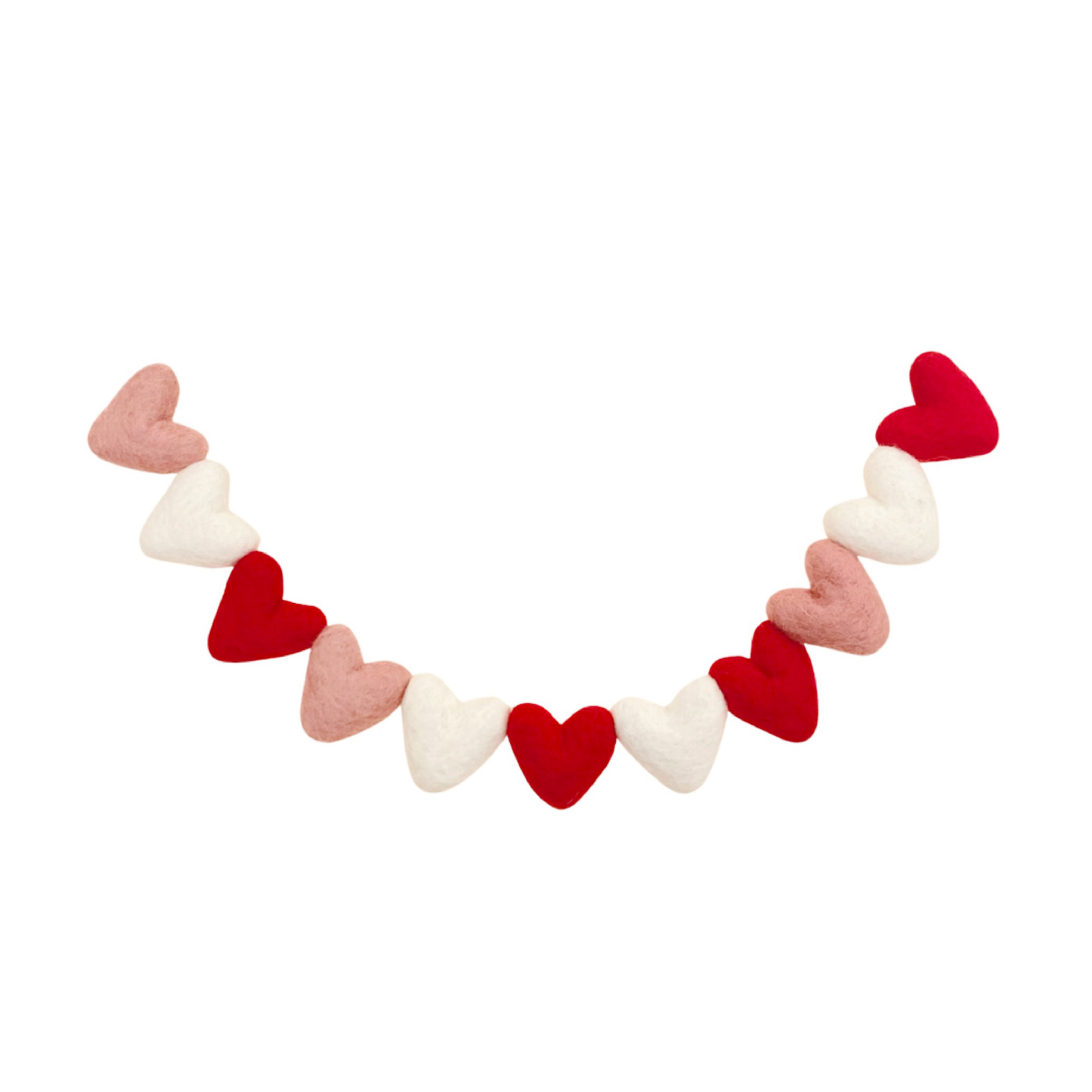 Red, Pink & White Felt Heart Garland