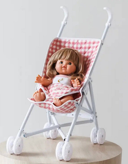 Stroller for doll - Pink Gingham - Tiny Harlow
