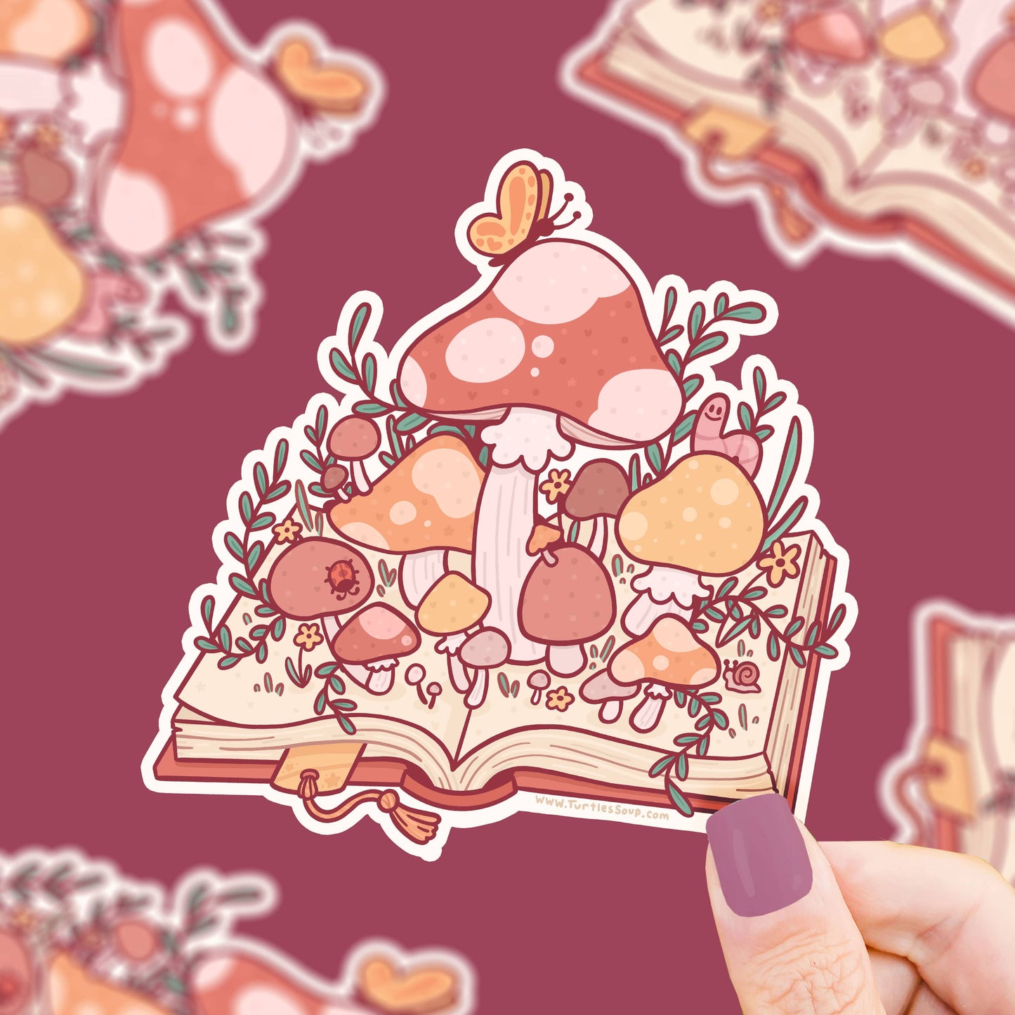 Mushroom Book Autumn Fall Vinyl Sticker